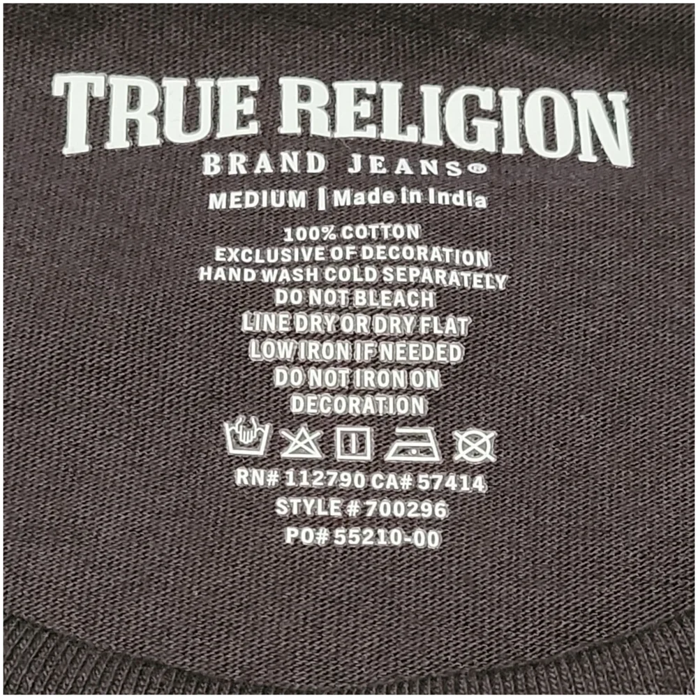 NEW True Religion Black Crew Neck Tee Shirt Tiger Bling Graphic Size M